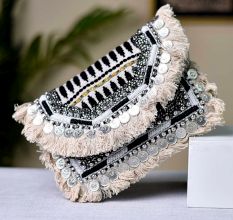 Black and White Coin Boho Banjara Bag